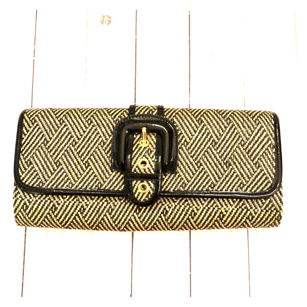 Banana Republic Clutch with Gold & Black Buckle
